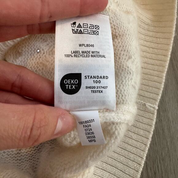 Charter Club Luxury Cashmere Embellished Cardigan, Woman Size M, Ivory White - Picture 10 of 12